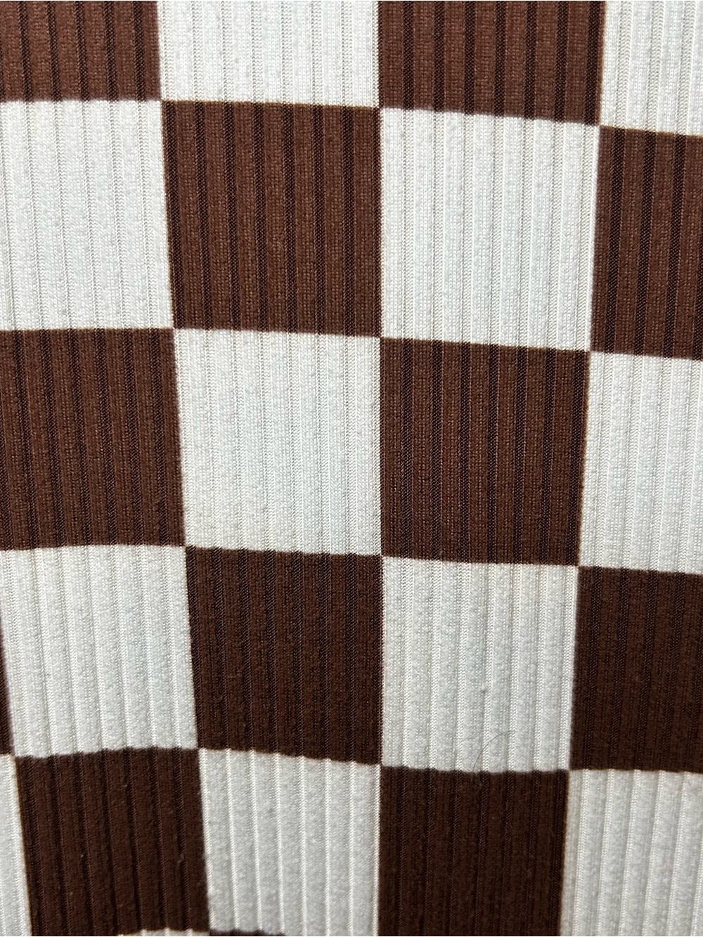 Dressed in LALA Lex Ribbed Checkerboard Playsuit in Cookie Dough size L - Picture 6 of 10